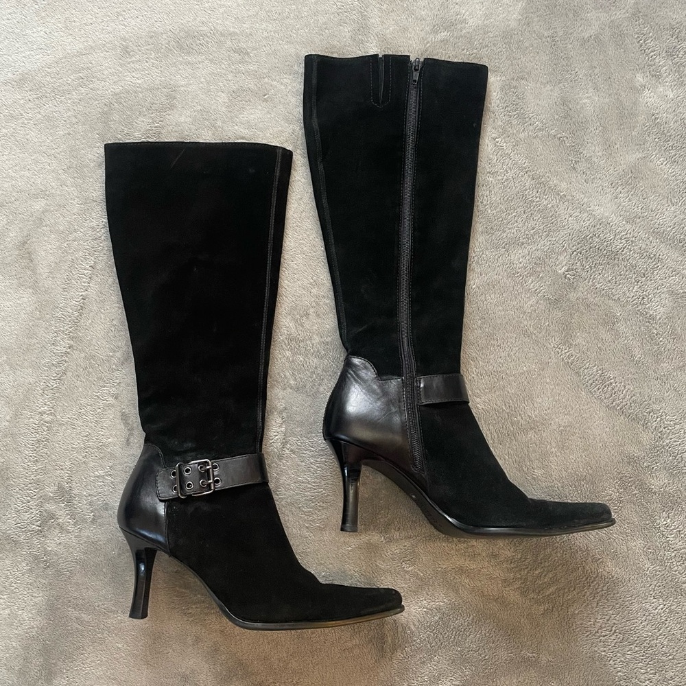 90s Franco Sarto Tall Suede Pointed Toe Boots Size 8.5